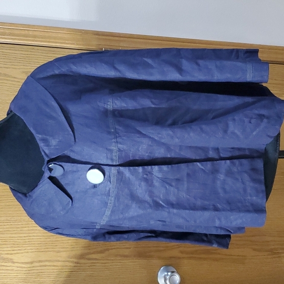 Sandro navy blue linen big button blazer nwt - Picture 1 of 8